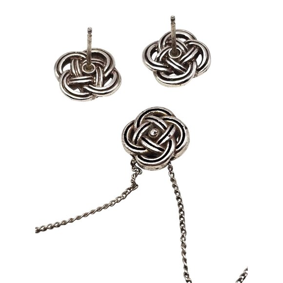 Brighton Interlok Mini Necklace & Post Earring Set Silver Plated - Picture 3 of 16